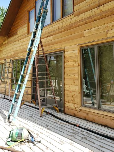 Log home restoration in progress
