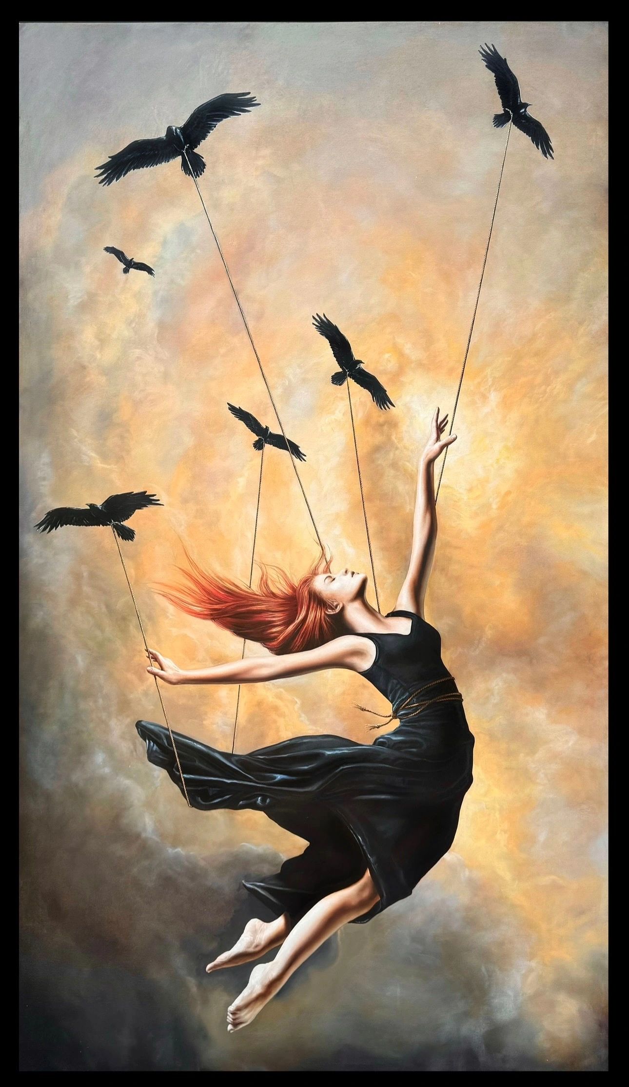 Learn to Fly is the title of this painting. 8x4 This painting was displayed by M2 Gallery in Little