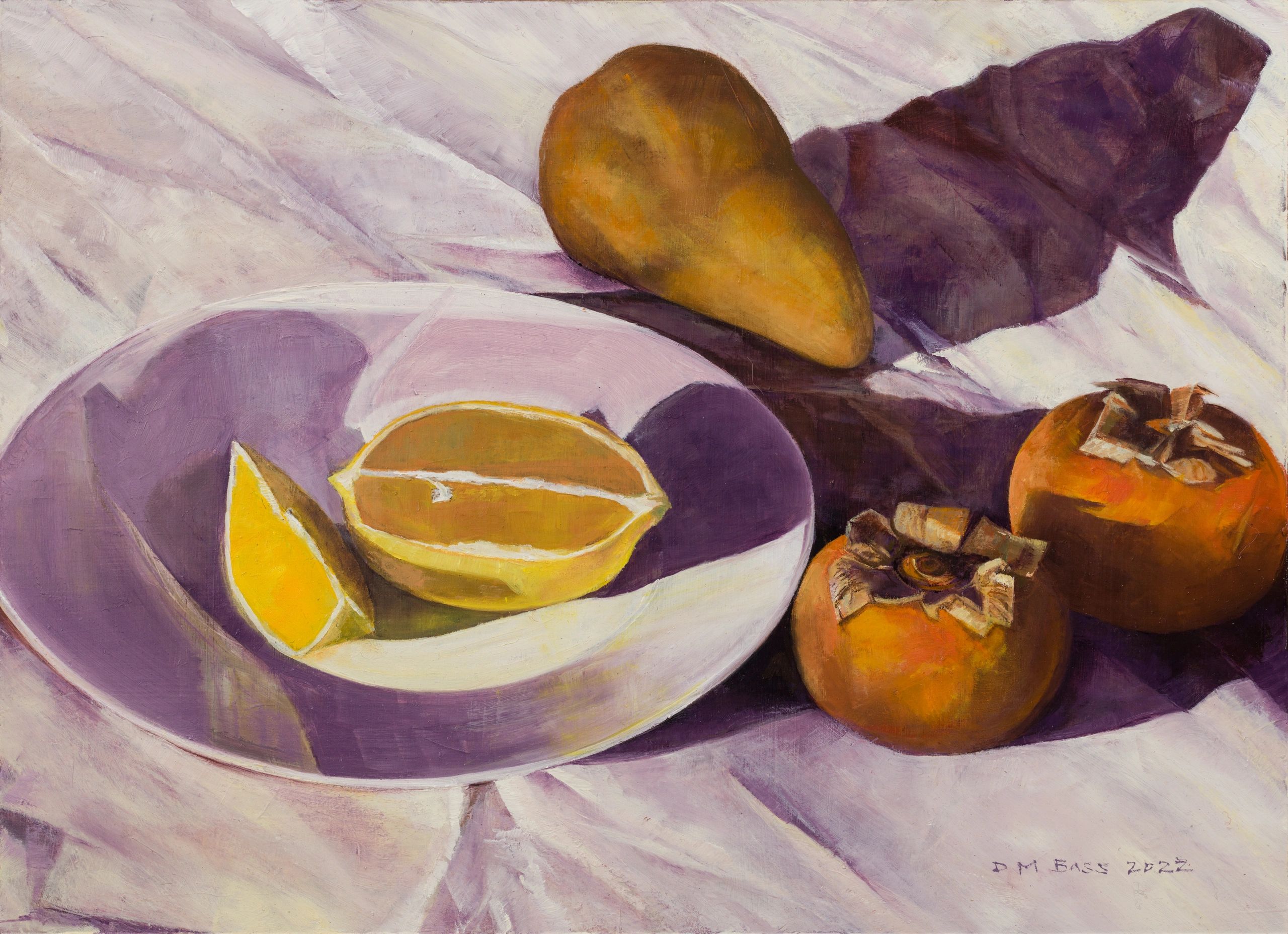 Pear, lemons, and persimmons