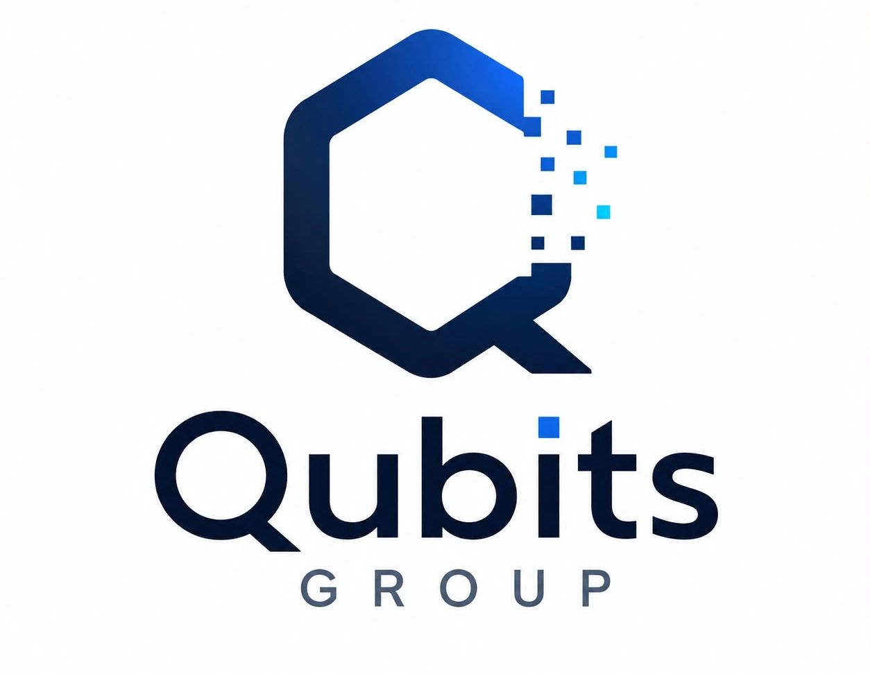 Blue digital Q logo for Qubits Group.