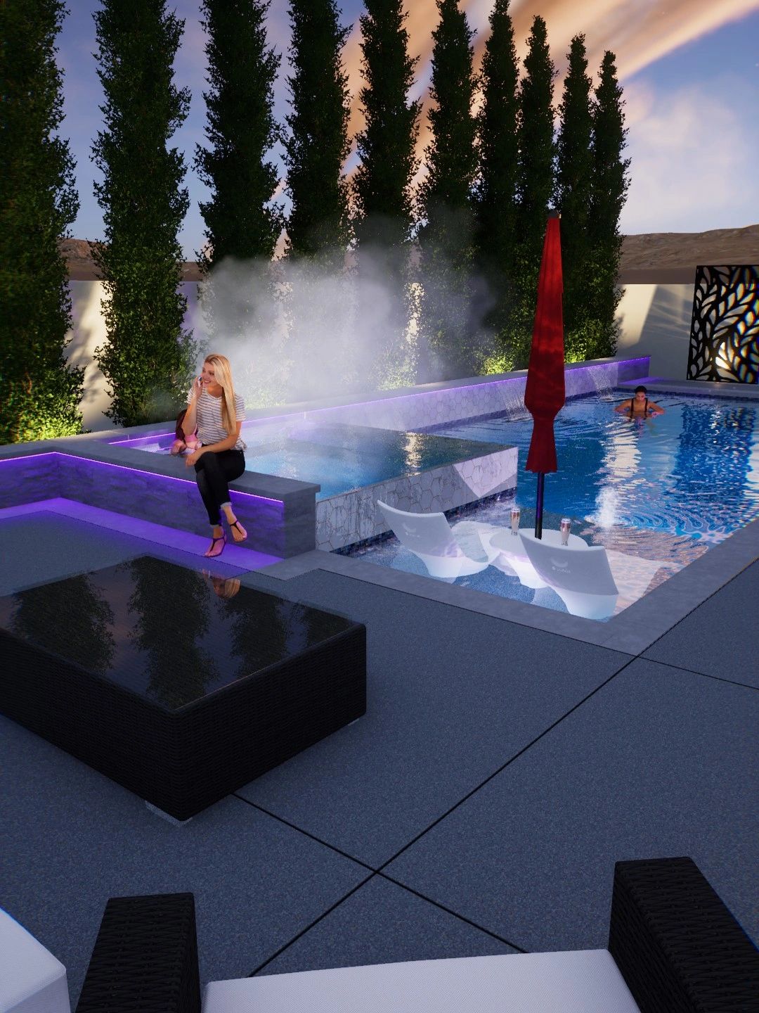Swimming pool and spa design and concrete deck