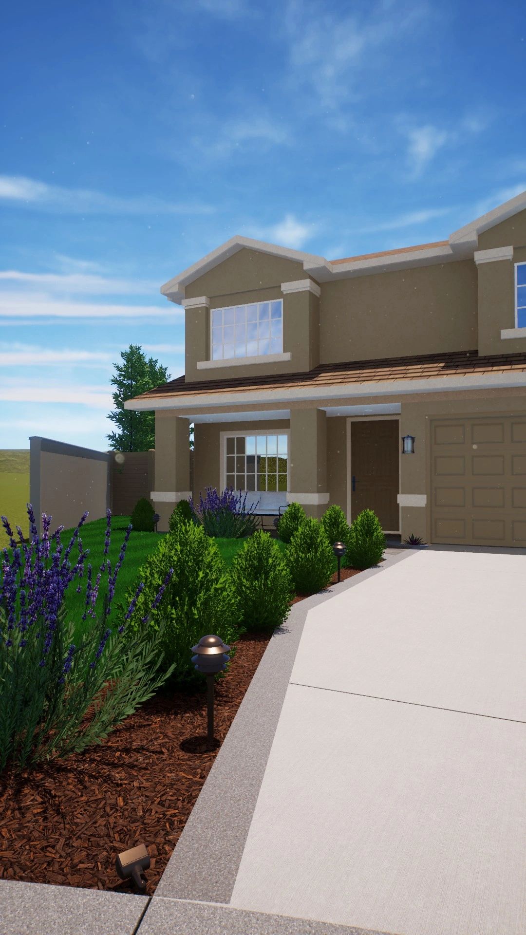 New construction home with Landscape Design concept  for the front yard