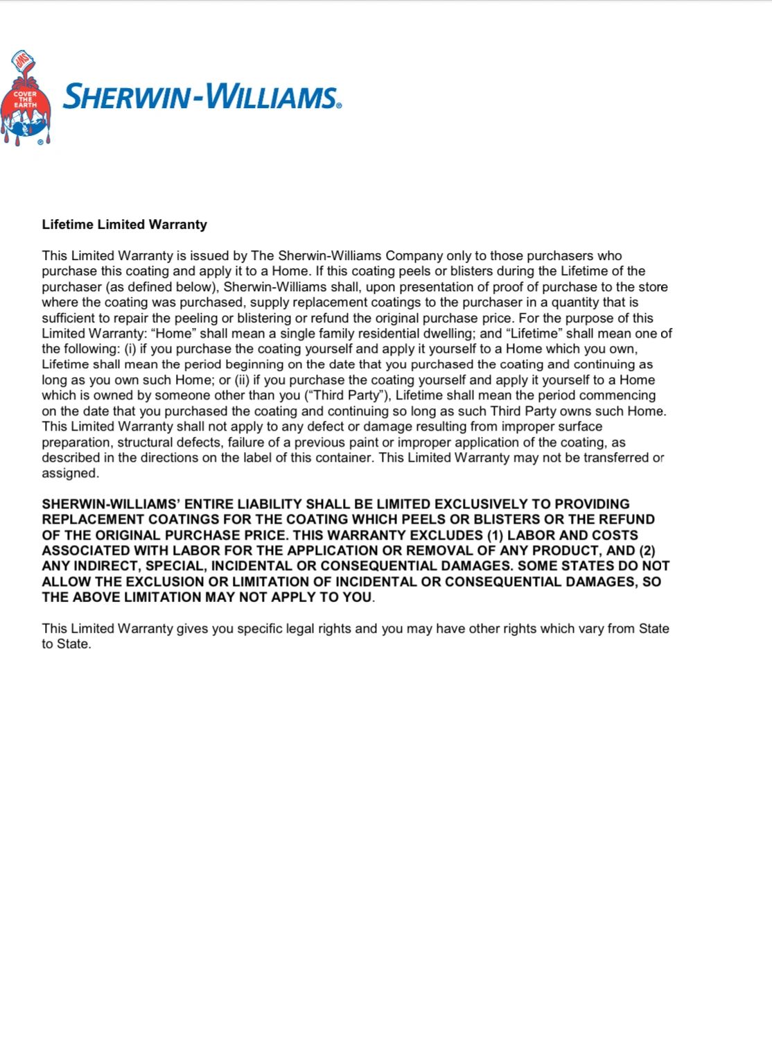 Professional Painting ContractorLLC 
Warranty policy