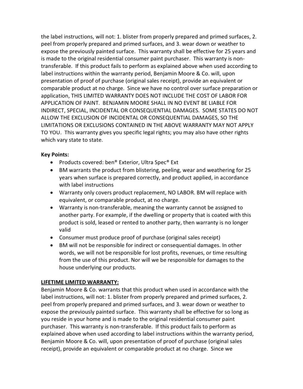 Professional Painting ContractorLLC 
Warranty policy