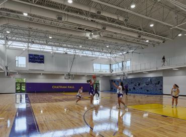 Indoor basketball game at Chatham Hall gym.