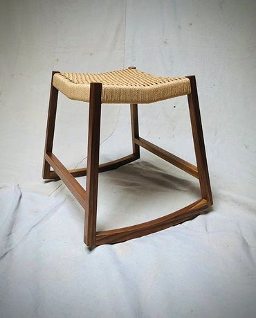 solid wood rocker with danish cord seat