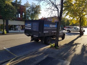 Haul Squad junk removal truck during curbside pickup in Birmingham