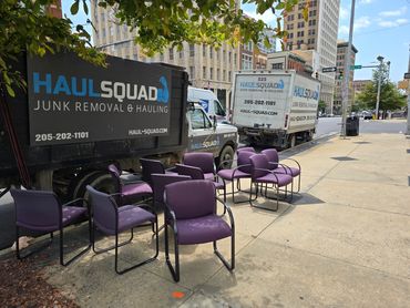 Office chairs and equipment removed during Birmingham commercial cleanout