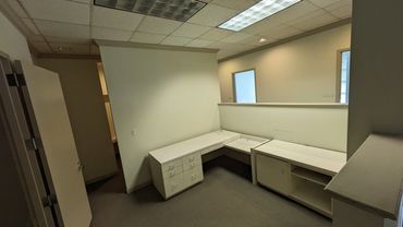 Empty cubicles during office junk removal in downtown Birmingham