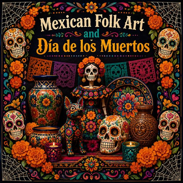 Discover Mexican folk art and its connection to Día de los Muertos traditions, symbols, and culture.
