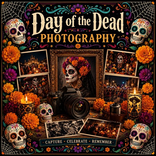 Explore Day of the Dead photography capturing ofrendas, Catrinas, celebrations, art, and remembrance