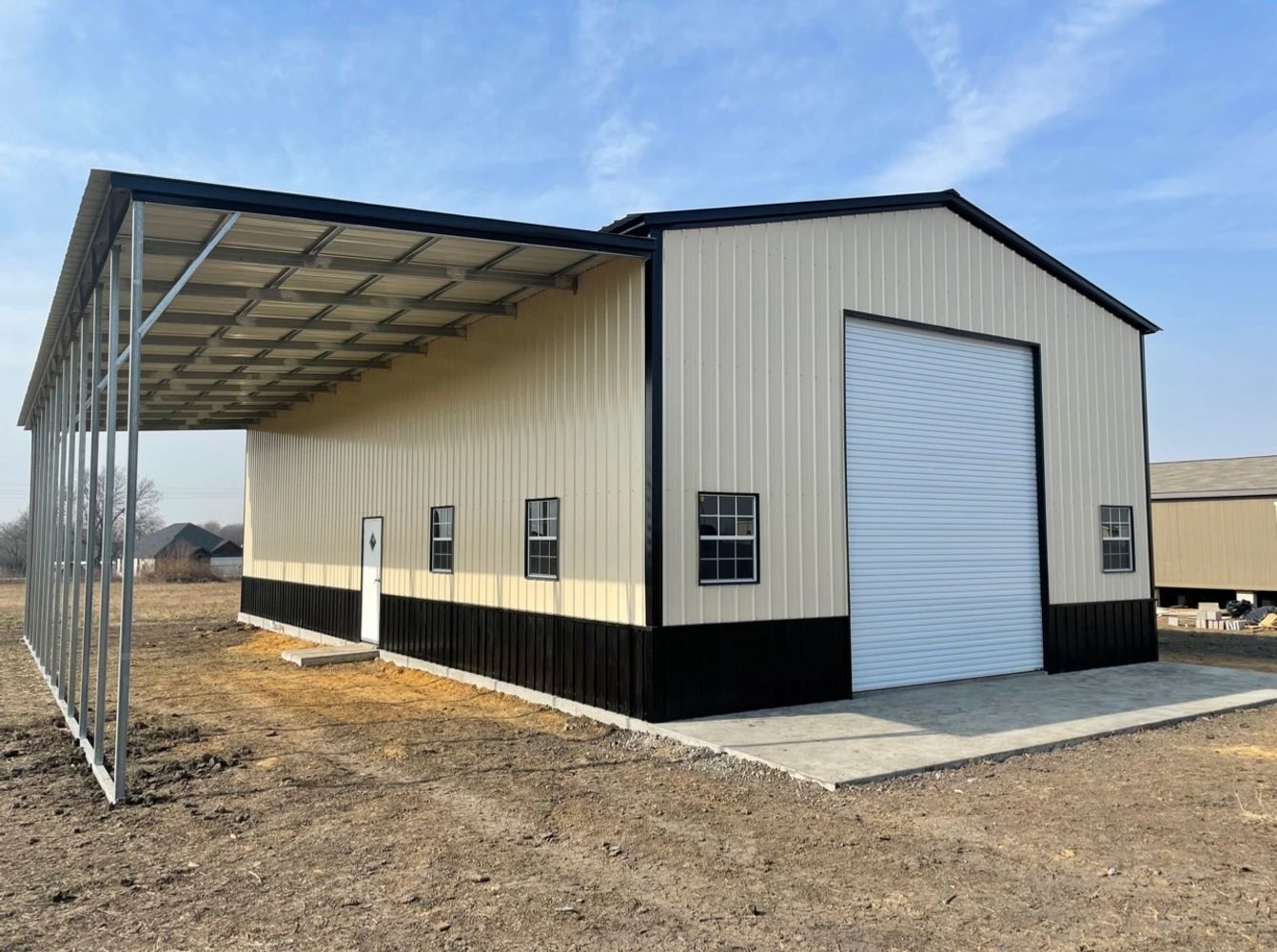 Large prefabricated metal carport or storage building