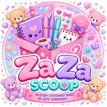 Colorful kawaii stationery and teddy bears in pink and purple.