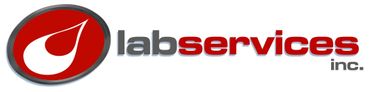 Logo of Lab Services Inc. with a red and white droplet design.