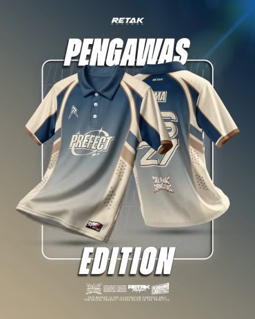 Sports polo shirts with "PENGAWAS" and "PREFECT" design.