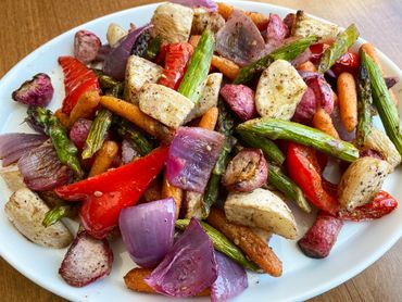 Za'atar roasted vegetables as part of the Father's Day surf and turf dinner takeout in Richmond Hill