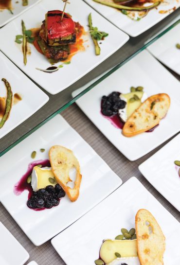 Mini Grilled Vegetable Stack and Bake Brie on Crostini catered by Sheraton Parkway Toronto North