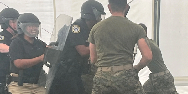 Law enforcement training on tactical moves while in tactical gear