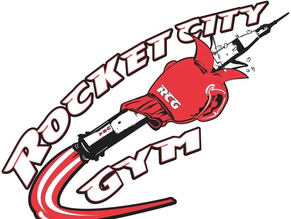 Our boxing gym logo of a glove going through a rocket