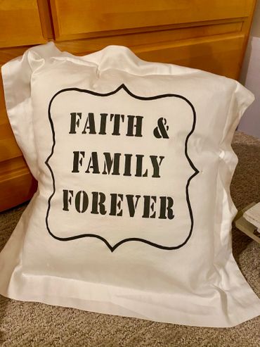 $30 with pillow insert; $15 without pillow. Size 18x18; Custom messages also available!