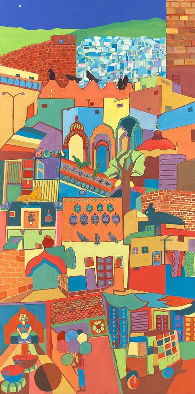 Modern painting of an Indian village