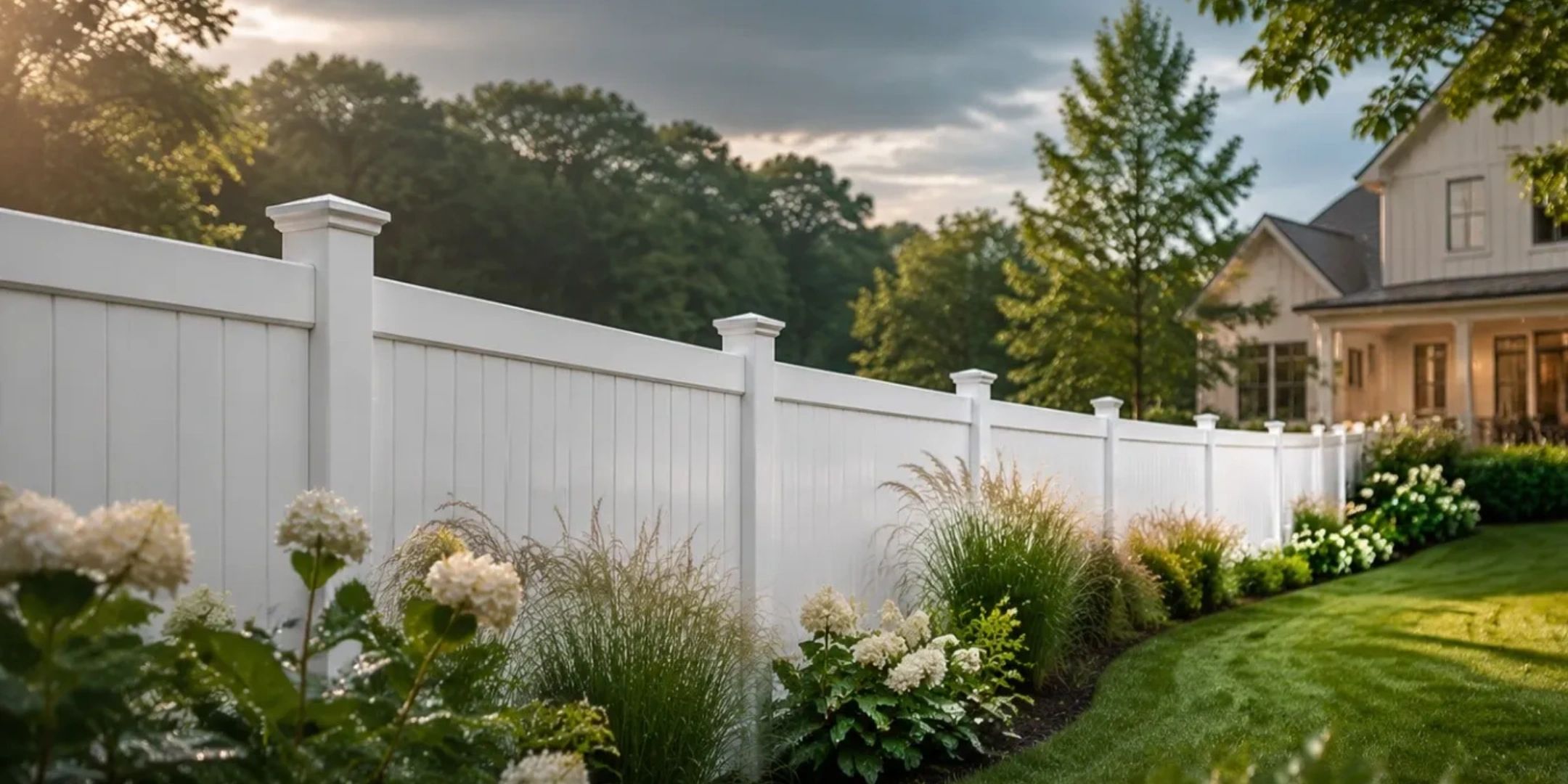 White vinyl fence installation