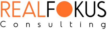 Logo of REALFOKUS consulting with vibrant orange and black text.