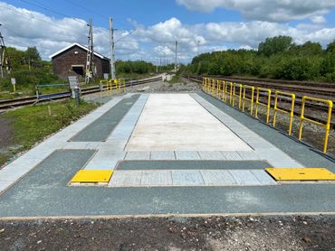 REB base installation. groundworks. Handrail. Railway. trough route.