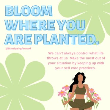 Inspirational quote about self-care and growth.