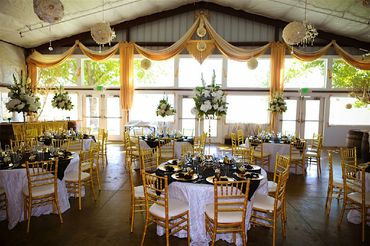 Very large Indoor/Outdoor banquet room with enough seating for 300 guests