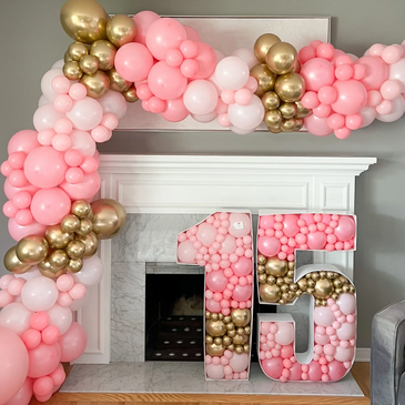organic balloon garland plus two digit balloon mosaic