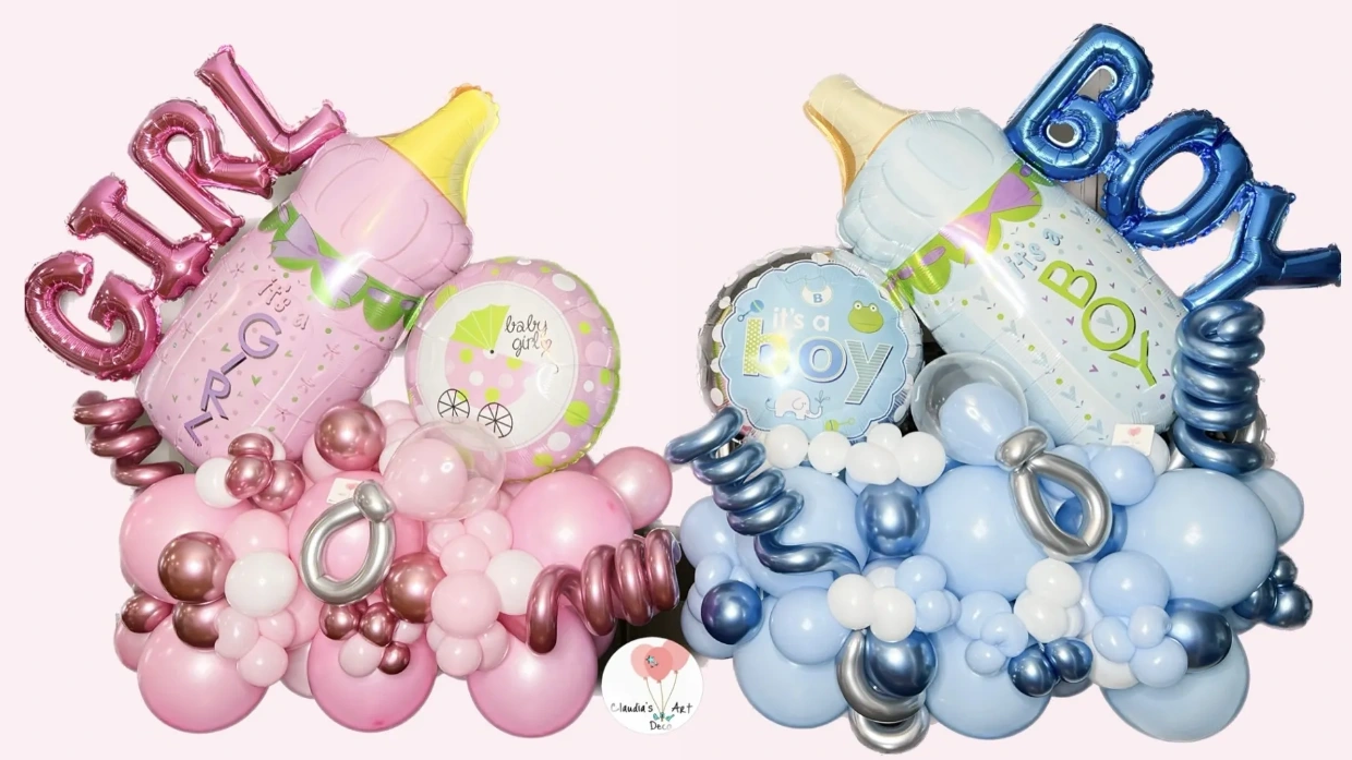 baby shower girl and boy balloon bouquet
