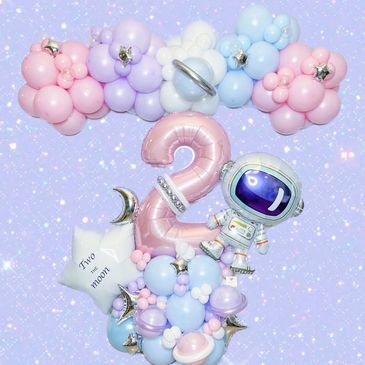 Two the moon balloon garland and balloon column package