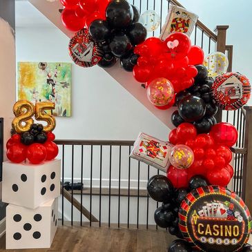 Casino themed organic balloon garland