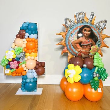 Moana Disney princess balloon mosaic and balloon tower package