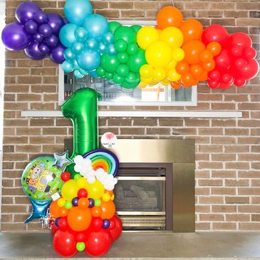 Cocomelon balloon garland and themed number bouquet package