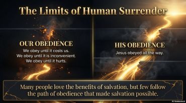Comparison of human obedience versus Jesus' complete obedience.