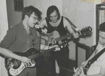 Who knows where this is? Mike, Jim and Dave probably at Dave's Hoboken apt.
Not Pictured: Dave's dog