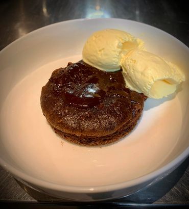 Cherry b/crownie with ice cream