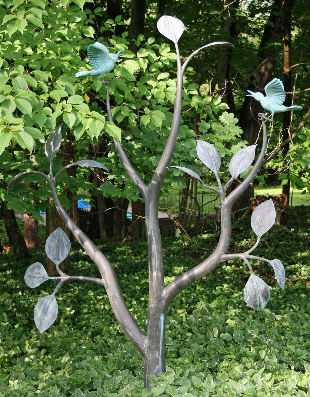 Brass Tree With Two Metal Birds