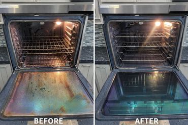Before and after photos of Oven transformation.