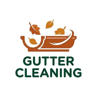 Logo for gutter cleaning service with leaves and gutters.