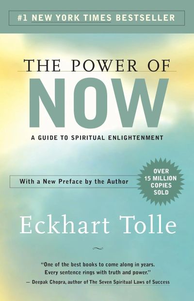 Book cover of The Power of Now by Eckhart Tolle, a spiritual guide.