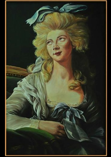 Portrait painting using oil paints on canvas