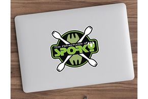 The Adventures of Sporky Logo vinyl Sticker laptops, journals, windows skateboards etc. #spork 