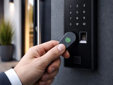 Encrypted access fob, hand held, phone or tag.