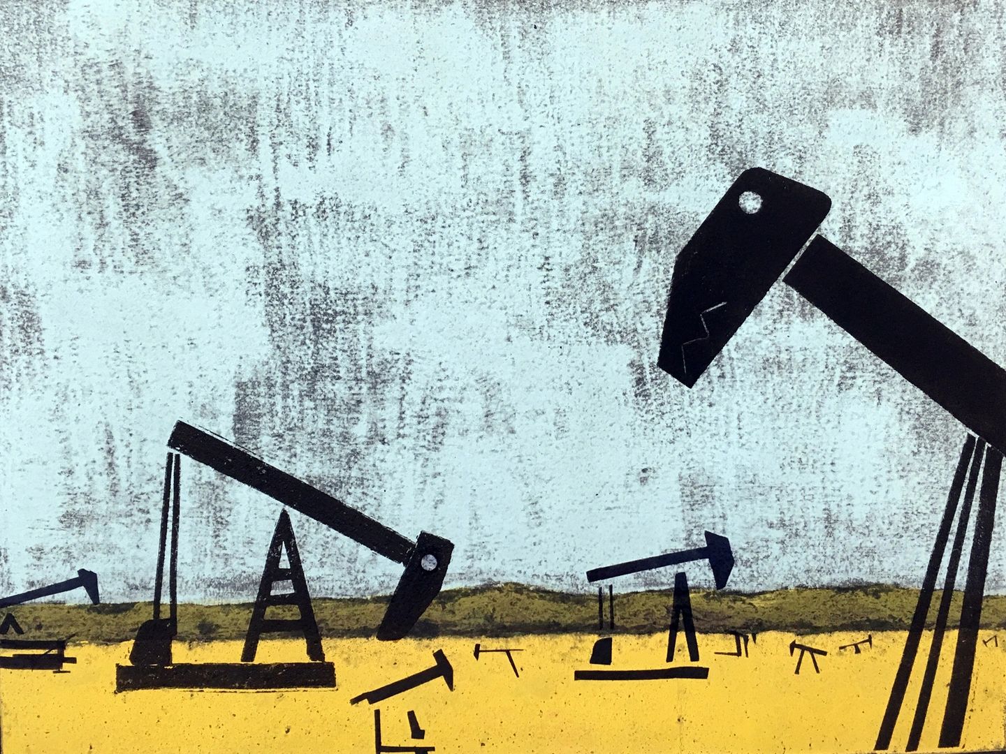 pump jack painting in landscape