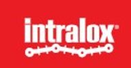 Intralox logo on red background.
