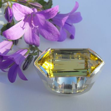 Completely unique green gold quarts gemstone set in silver. Completely one off SOLD