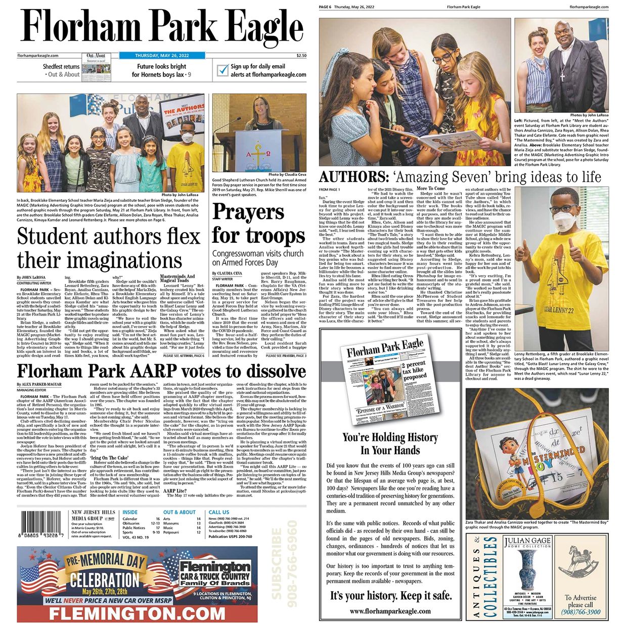 Student authors and teachers gather to showcase creative writing at Florham Park Library event.